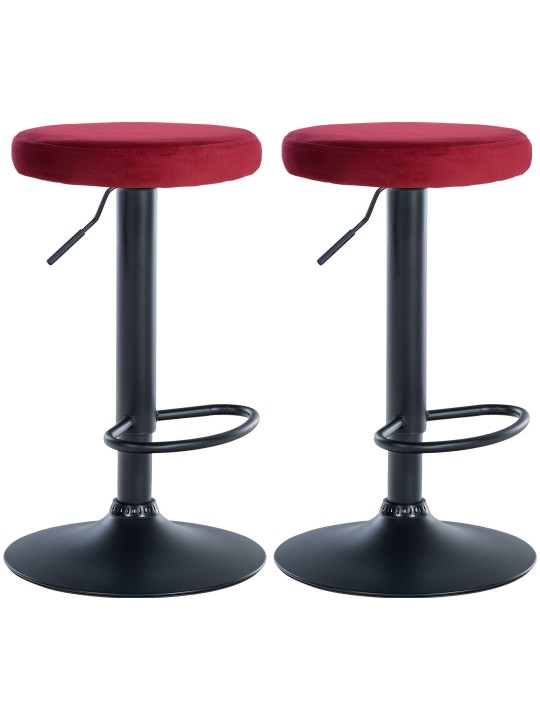 Lot de 2 tabourets de bar Velours Ponte, rouge