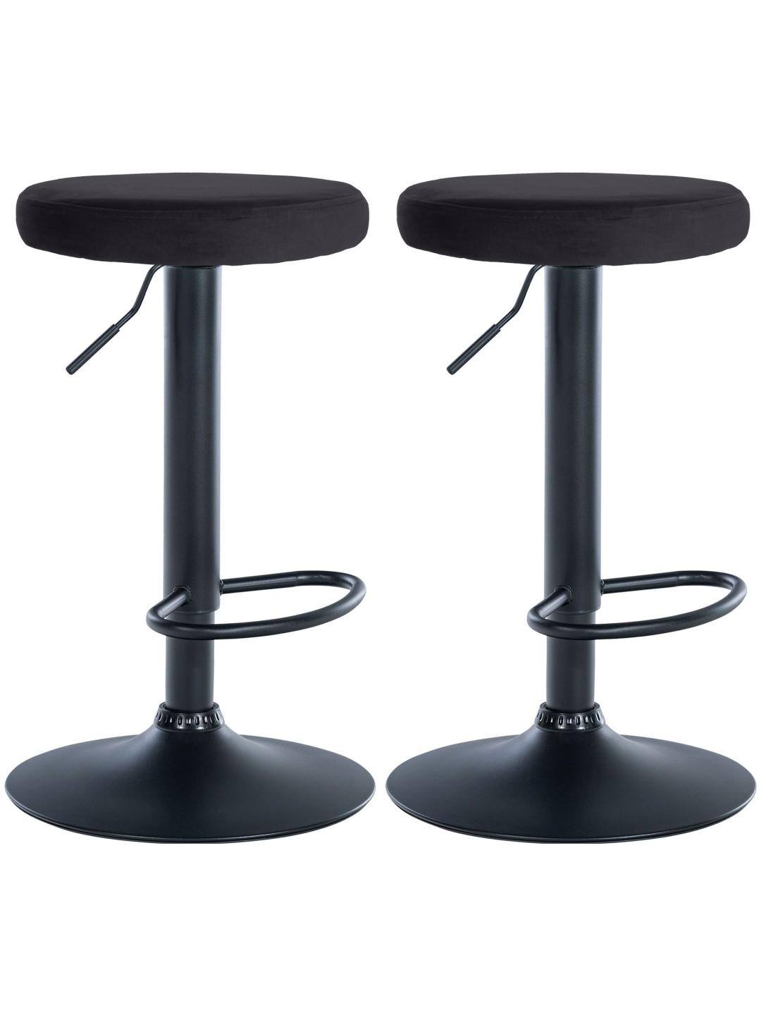 Lot de 2 tabourets de bar Velours Ponte, noir