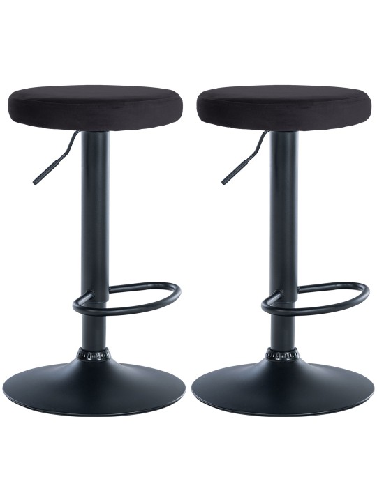 Lot de 2 tabourets de bar Velours Ponte, noir