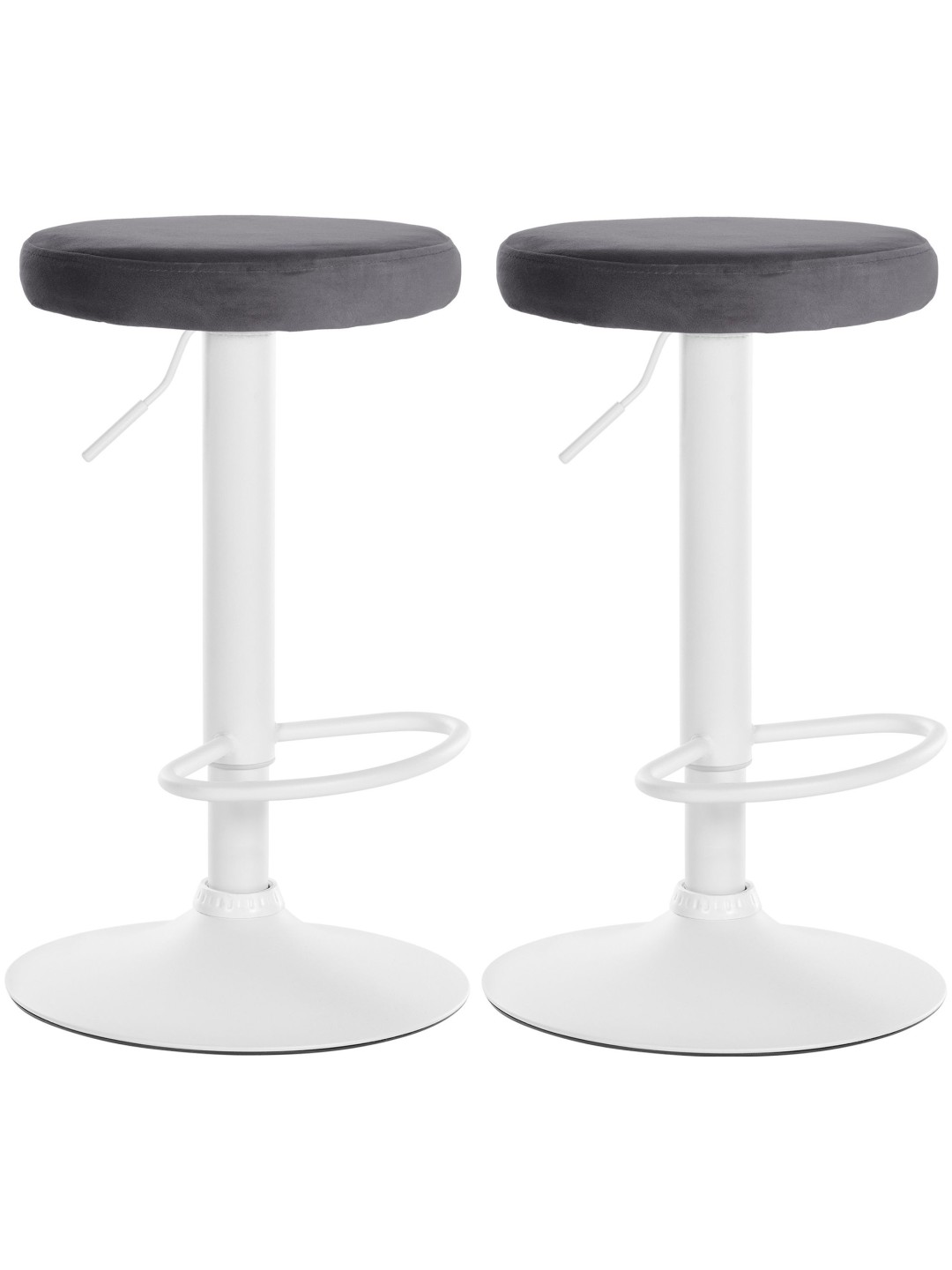 Lot de 2 tabourets de bar Velours Ponte, gris foncé