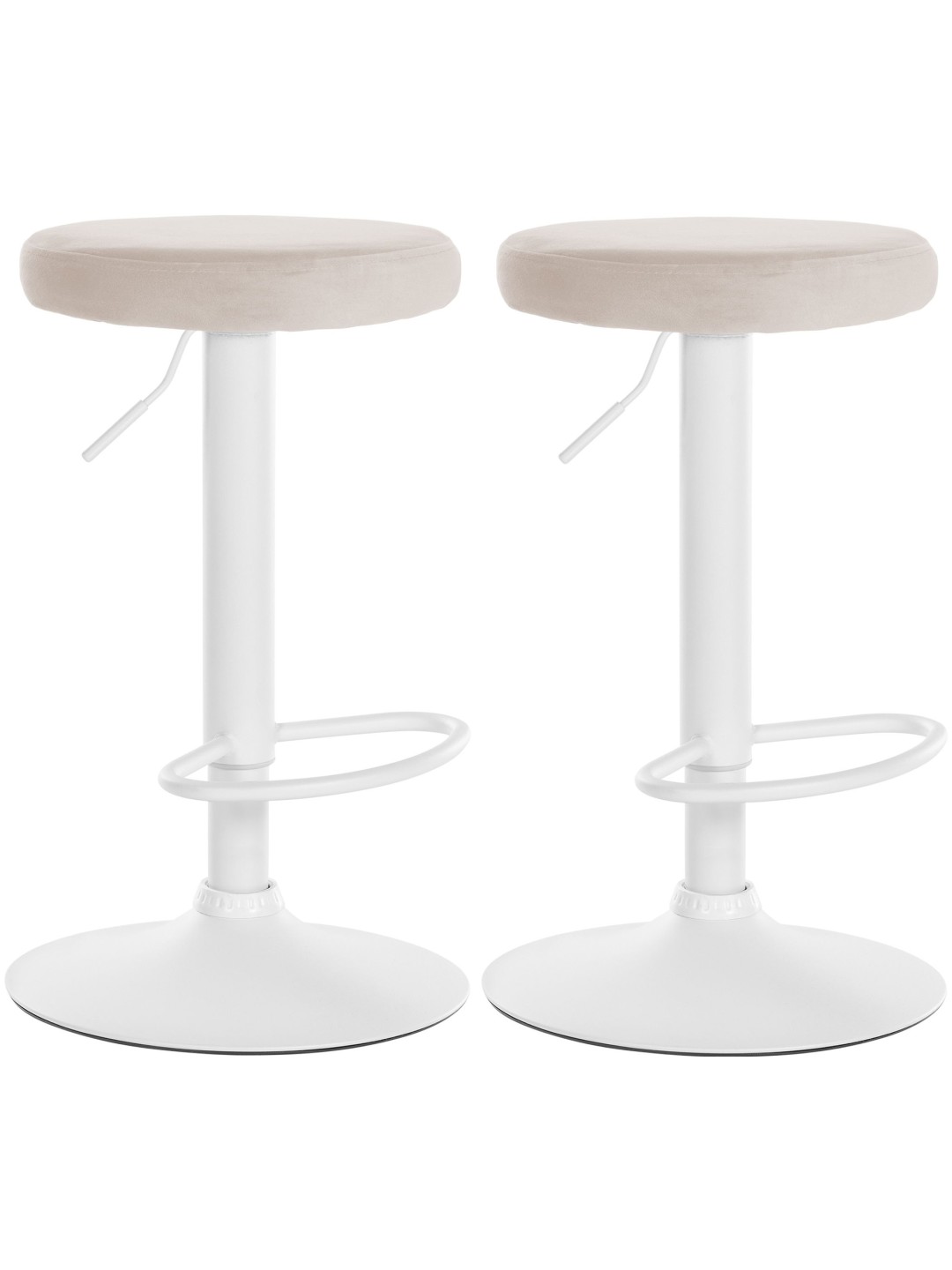 Lot de 2 tabourets de bar Velours Ponte, crème