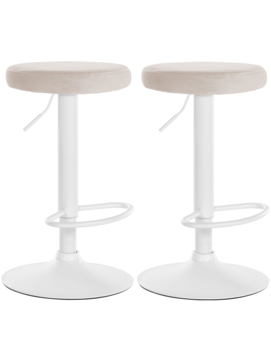 Lot de 2 tabourets de bar Velours Ponte, crème