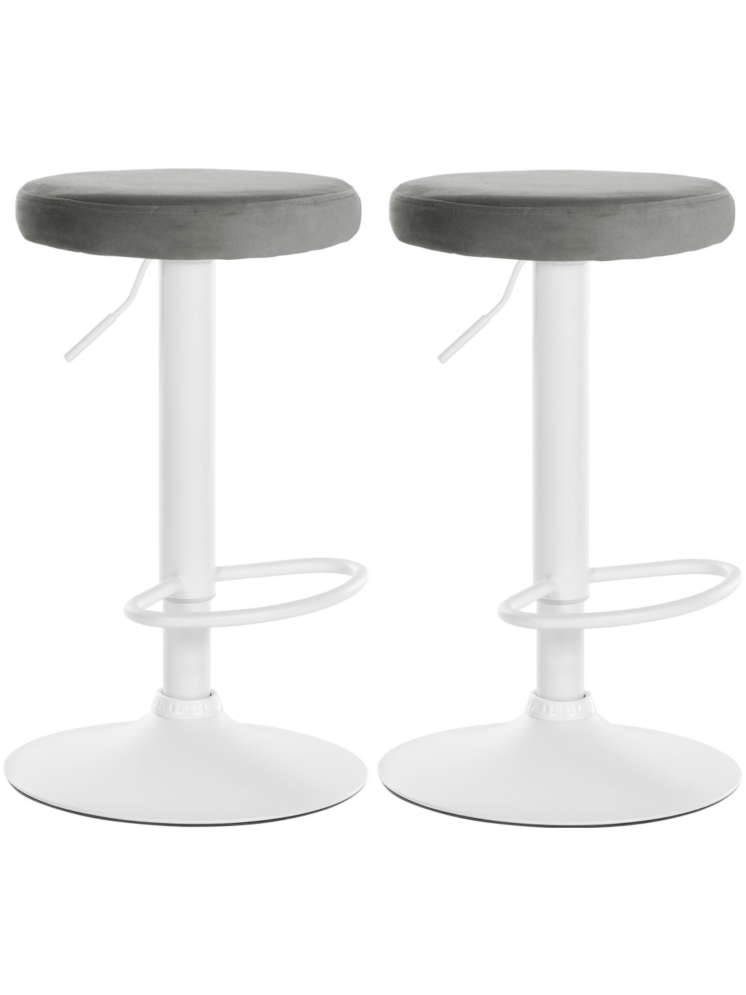 Lot de 2 tabourets de bar Velours Ponte, gris
