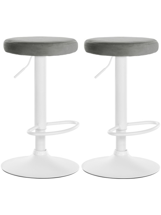 Lot de 2 tabourets de bar Velours Ponte, gris