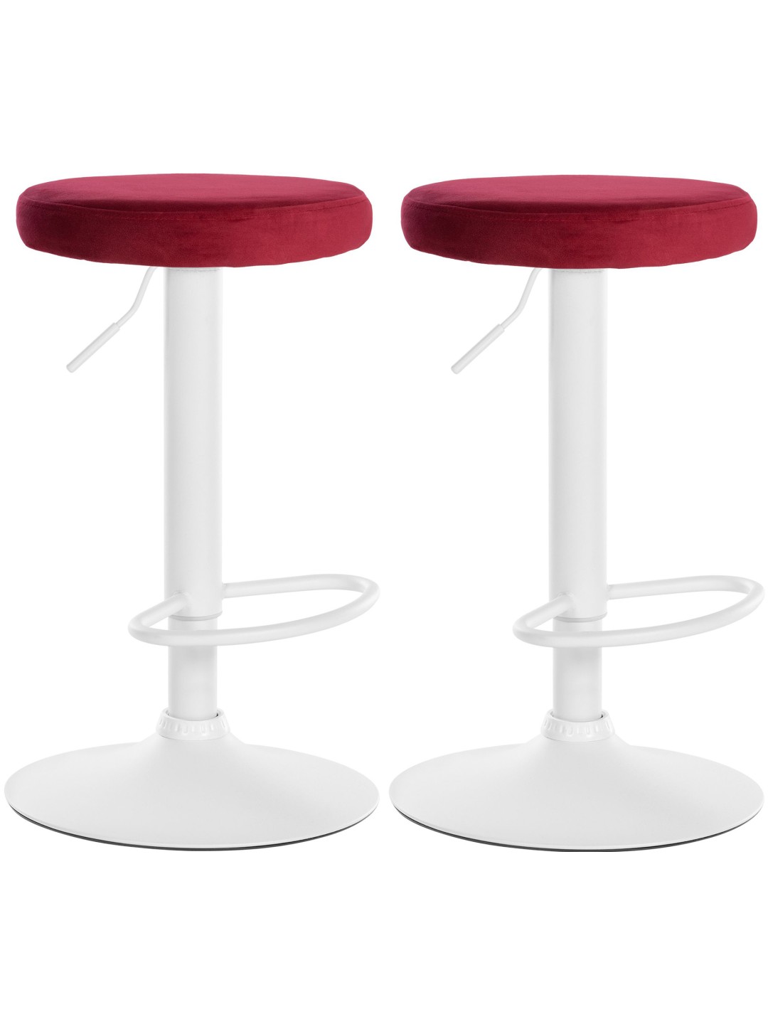 Lot de 2 tabourets de bar Velours Ponte, rouge