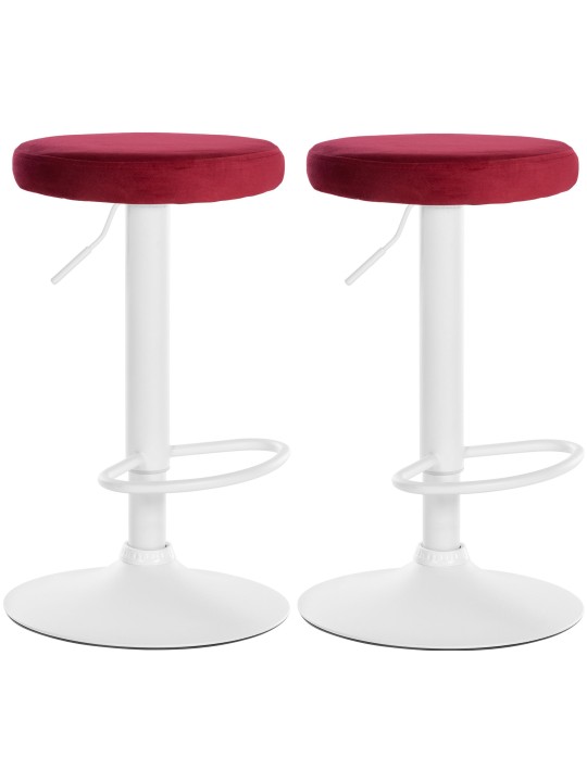 Lot de 2 tabourets de bar Velours Ponte, rouge