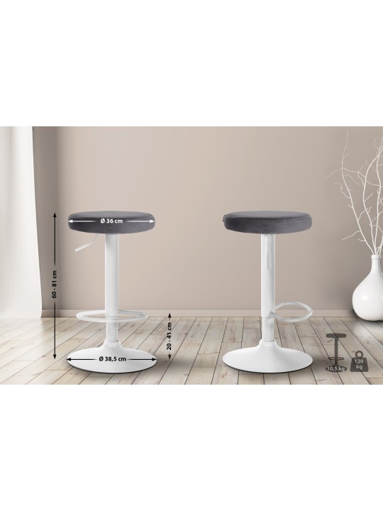 Lot de 2 tabourets de bar Velours Ponte, gris foncé
