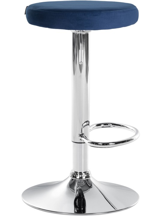 Lot de 2 tabourets de bar Ponte velours chrome, bleu