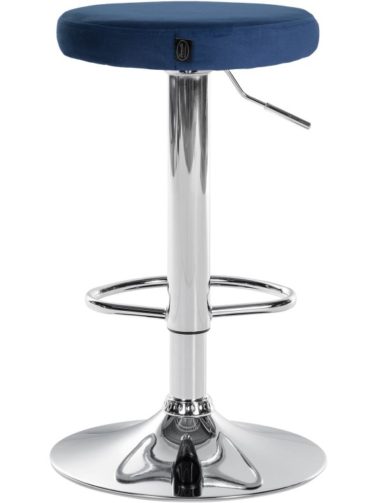 Lot de 2 tabourets de bar Ponte velours chrome, bleu