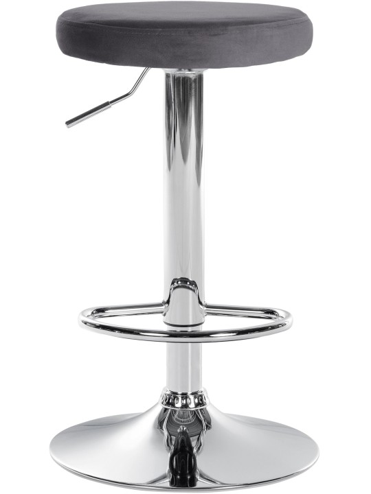 Lot de 2 tabourets de bar Ponte velours chrome, gris foncé