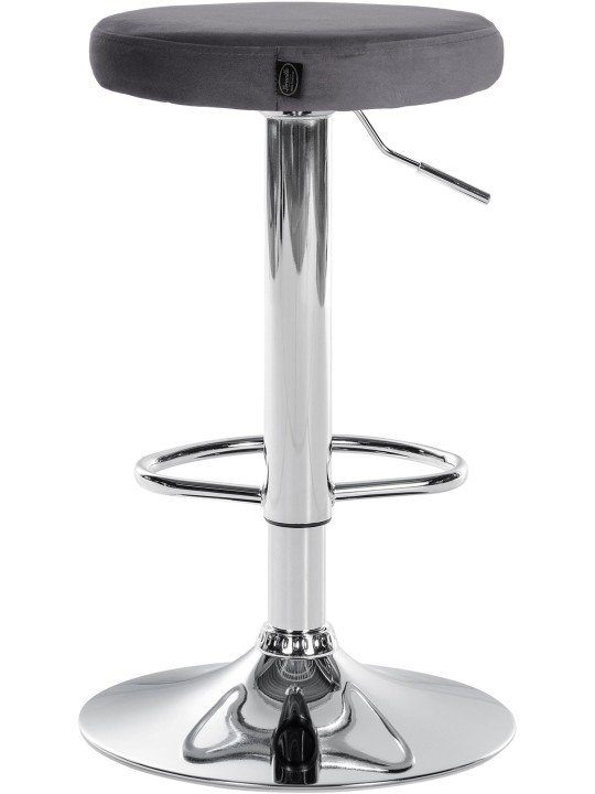 Lot de 2 tabourets de bar Ponte velours chrome, gris foncé
