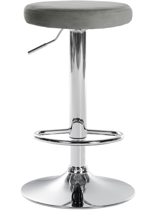 Lot de 2 tabourets de bar Ponte velours chrome, gris