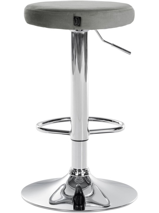 Lot de 2 tabourets de bar Ponte velours chrome, gris