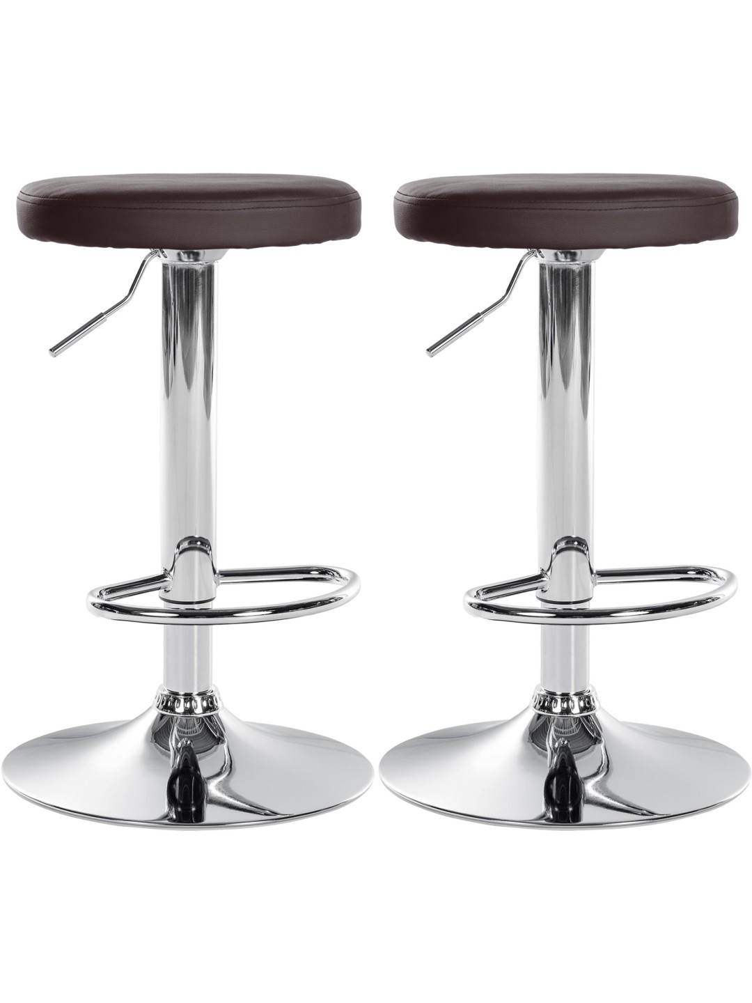 Lot de 2 tabourets de bar Ponte simili cuir chromé, brun