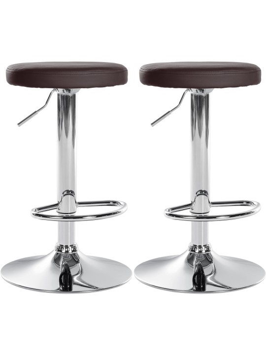 Lot de 2 tabourets de bar Ponte simili cuir chromé, brun