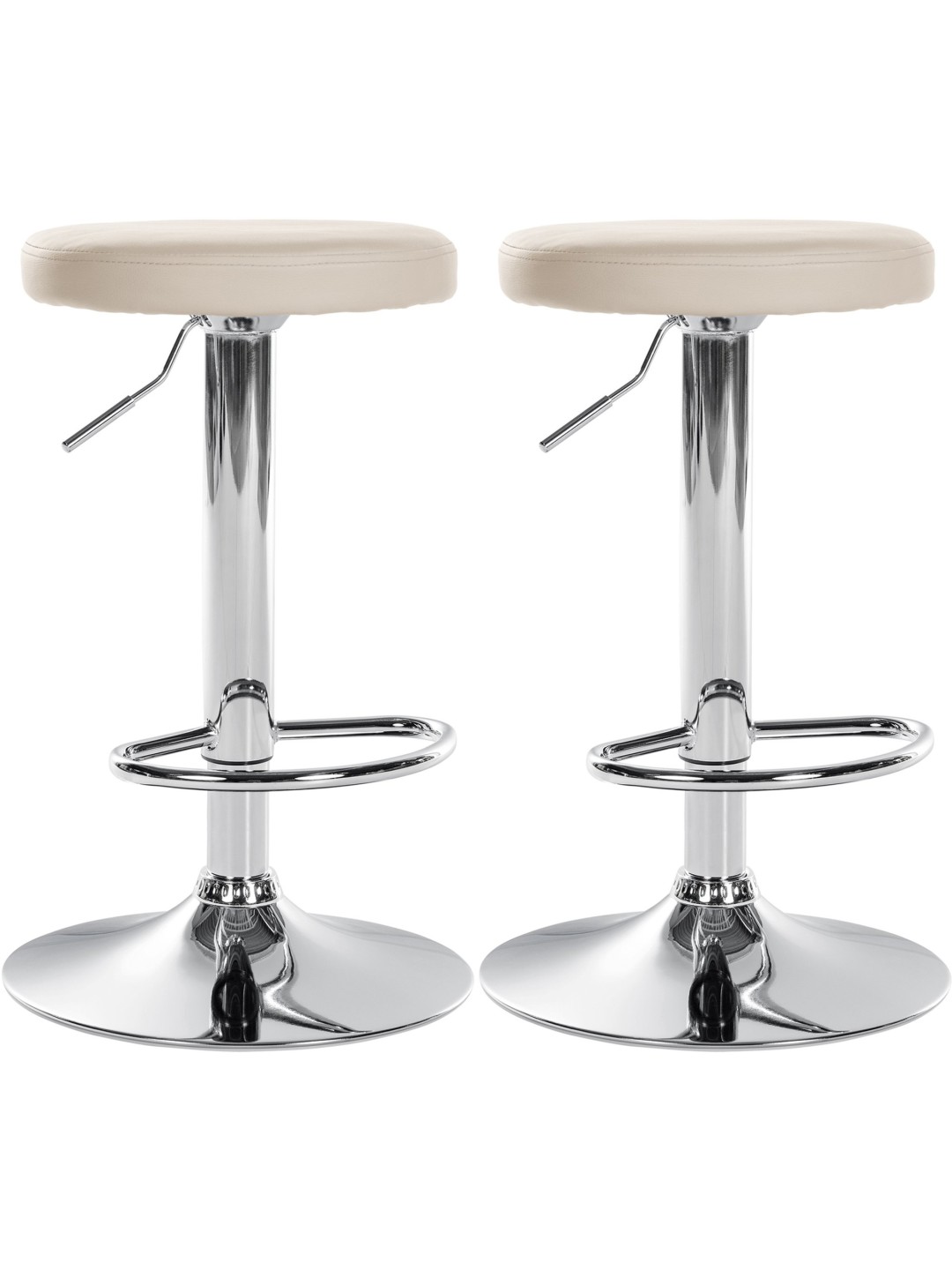 Lot de 2 tabourets de bar Ponte simili cuir chromé, crème