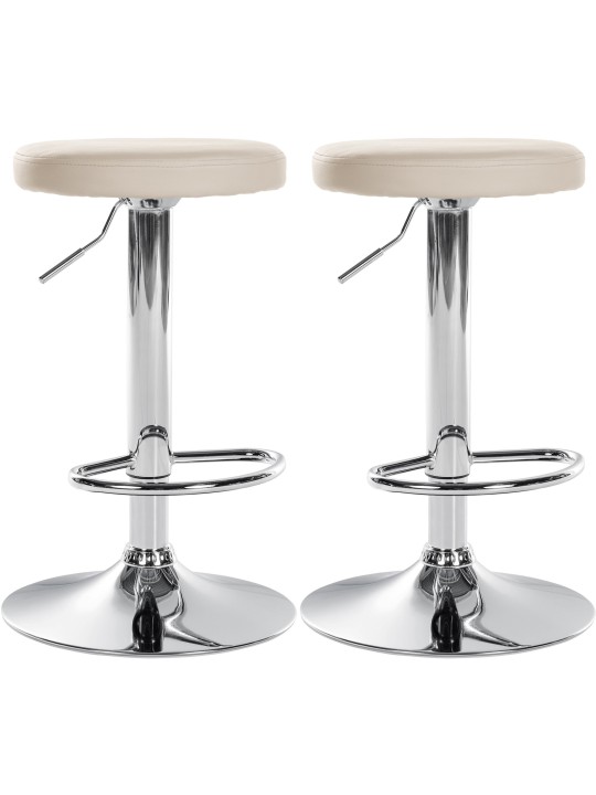 Lot de 2 tabourets de bar Ponte simili cuir chromé, crème