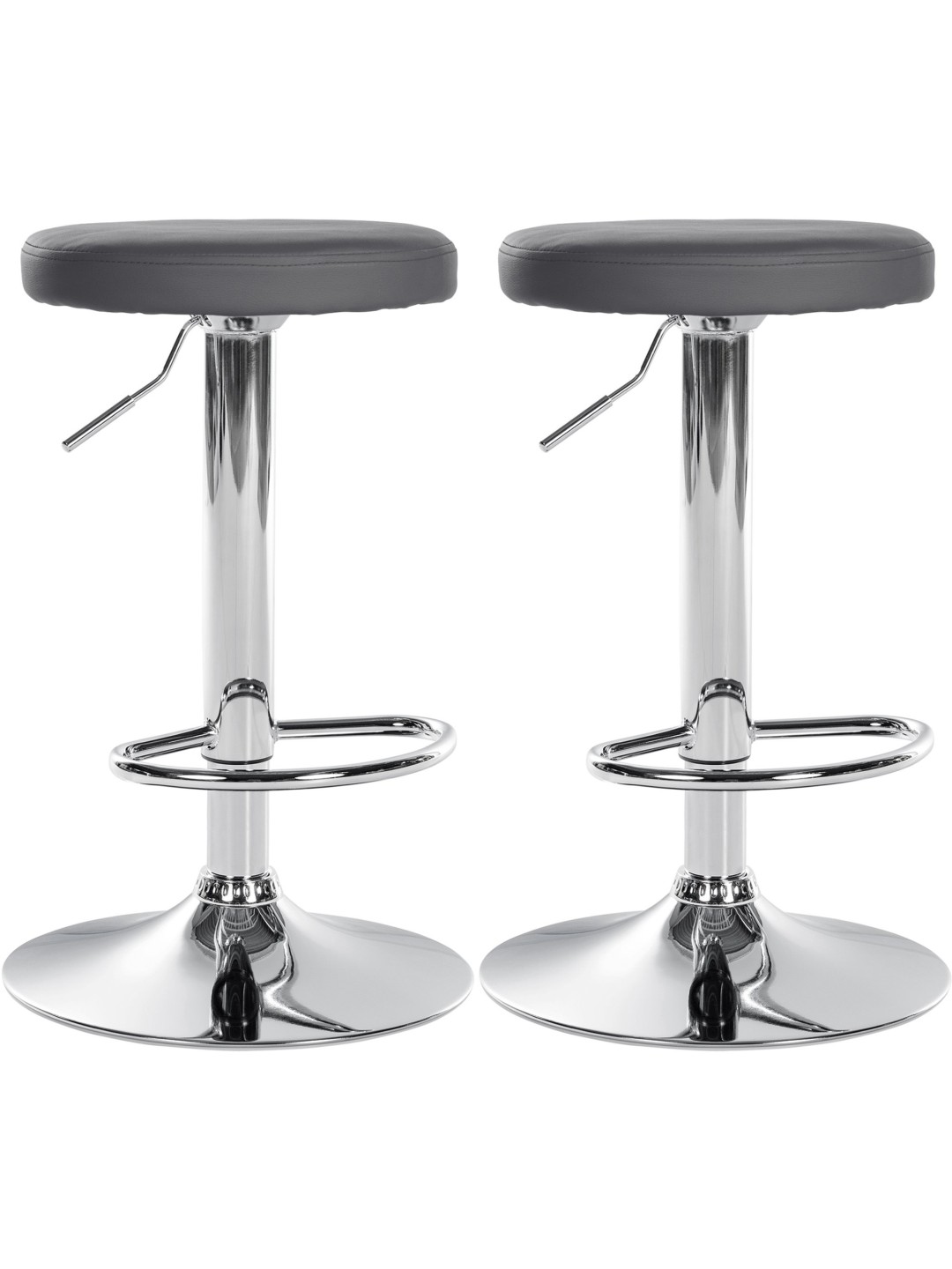 Lot de 2 tabourets de bar Ponte simili cuir chromé, gris