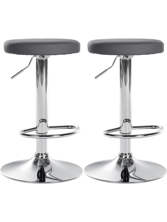 Lot de 2 tabourets de bar Ponte simili cuir chromé, gris