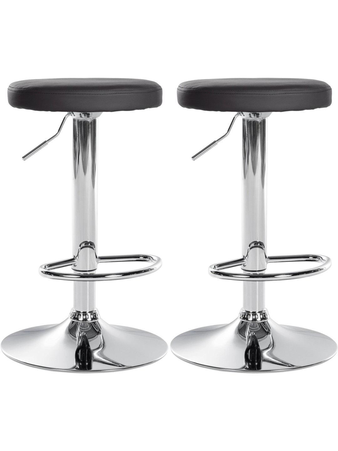 Lot de 2 tabourets de bar Ponte simili cuir chromé, noir