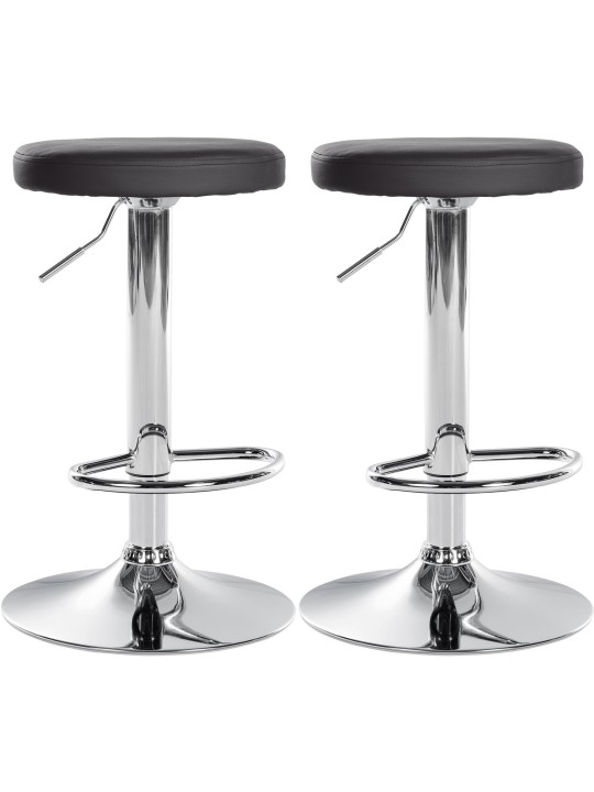 Lot de 2 tabourets de bar Ponte simili cuir chromé, noir
