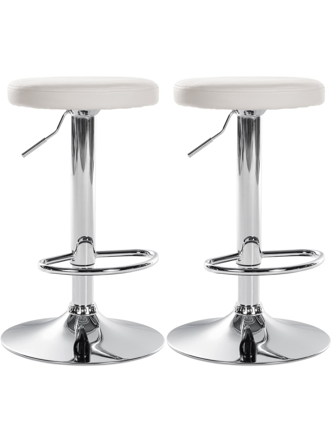 Lot de 2 tabourets de bar Ponte simili cuir chromé, blanc