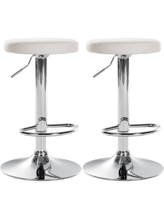 Lot de 2 tabourets de bar Ponte simili cuir chromé, blanc