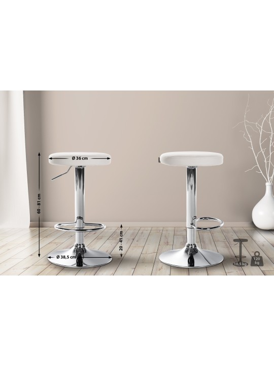 Lot de 2 tabourets de bar Ponte simili cuir chromé, blanc