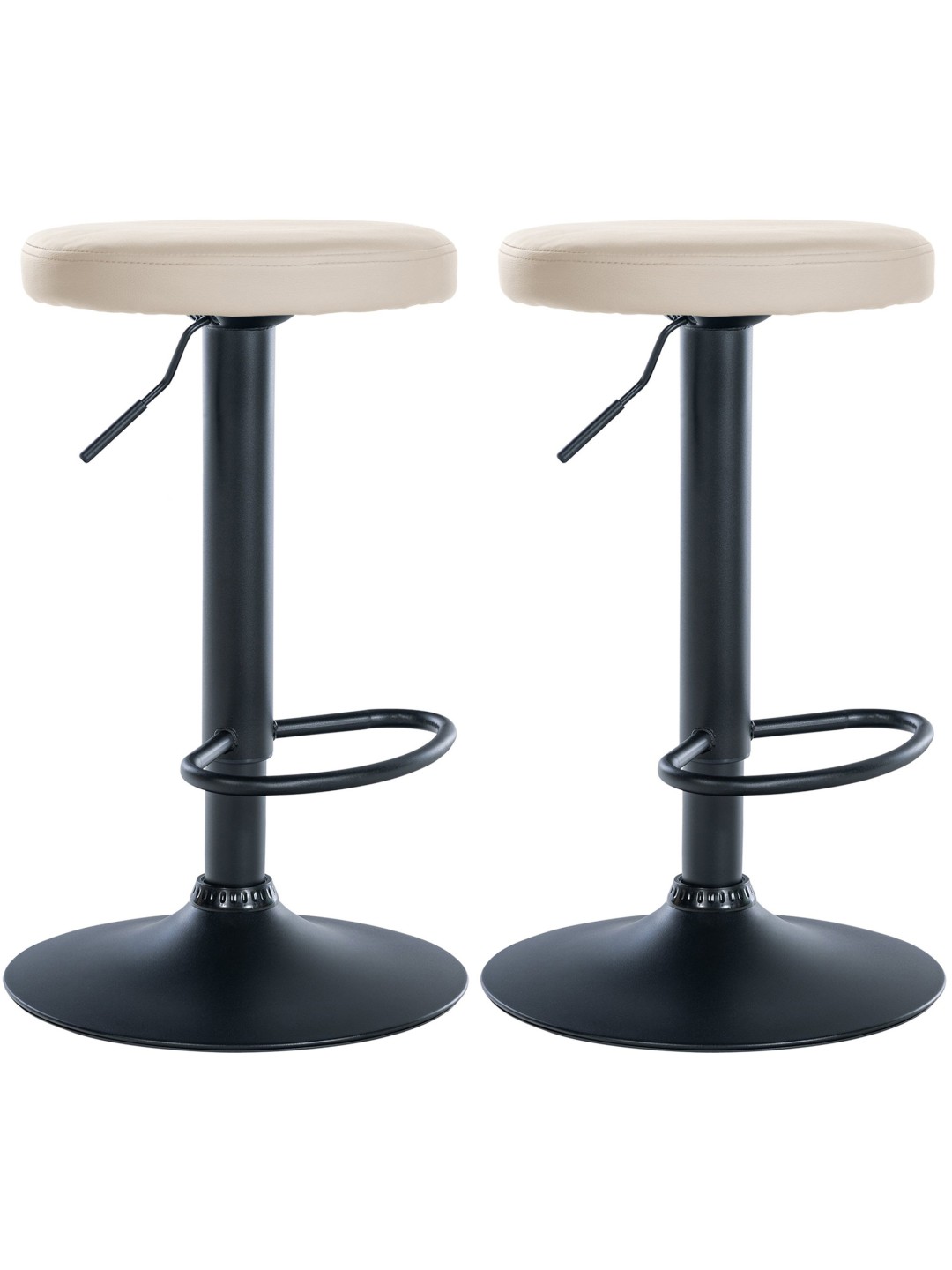 Lot de 2 tabourets de bar Ponte simili cuir, crème