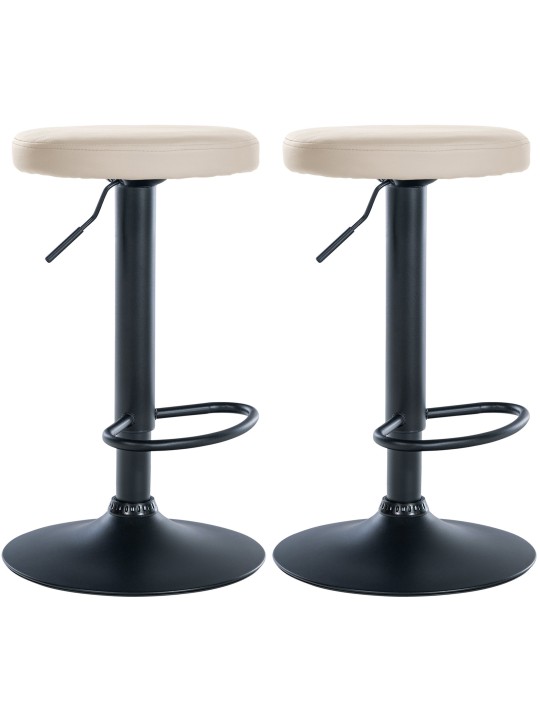 Lot de 2 tabourets de bar Ponte simili cuir, crème
