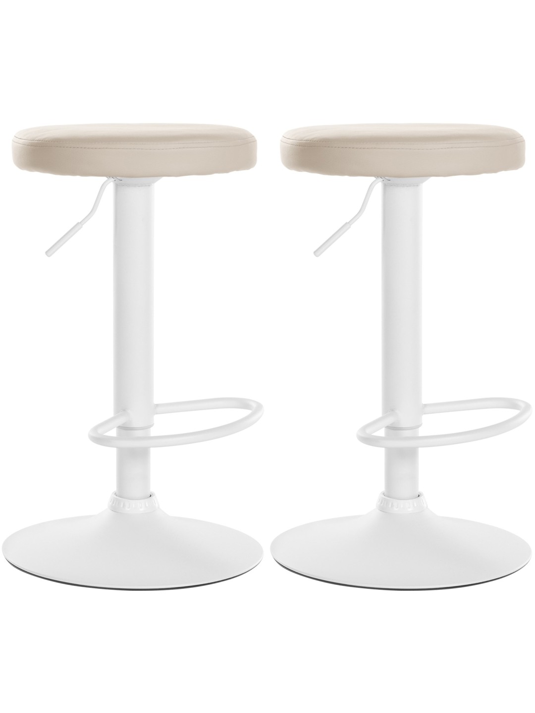 Lot de 2 tabourets de bar Ponte simili cuir, crème