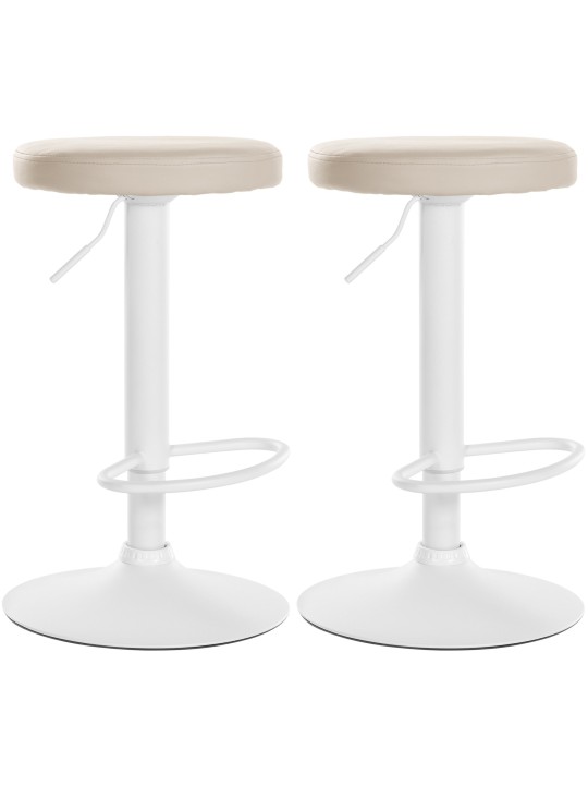 Lot de 2 tabourets de bar Ponte simili cuir, crème