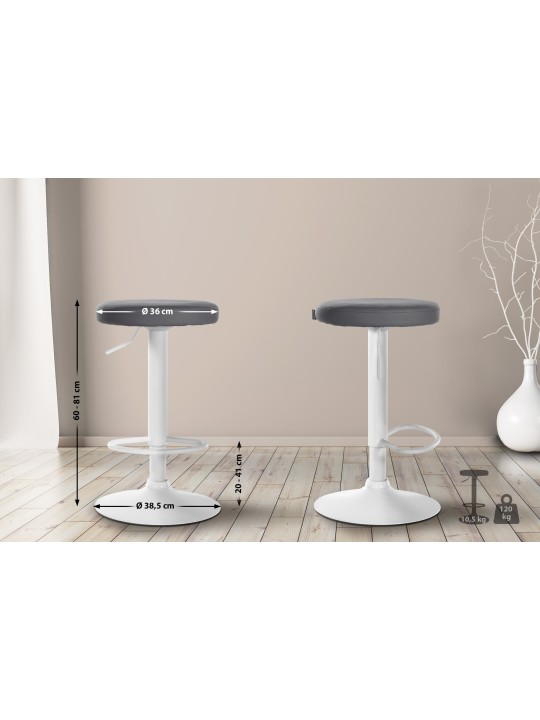 Lot de 2 tabourets de bar Ponte simili cuir, gris