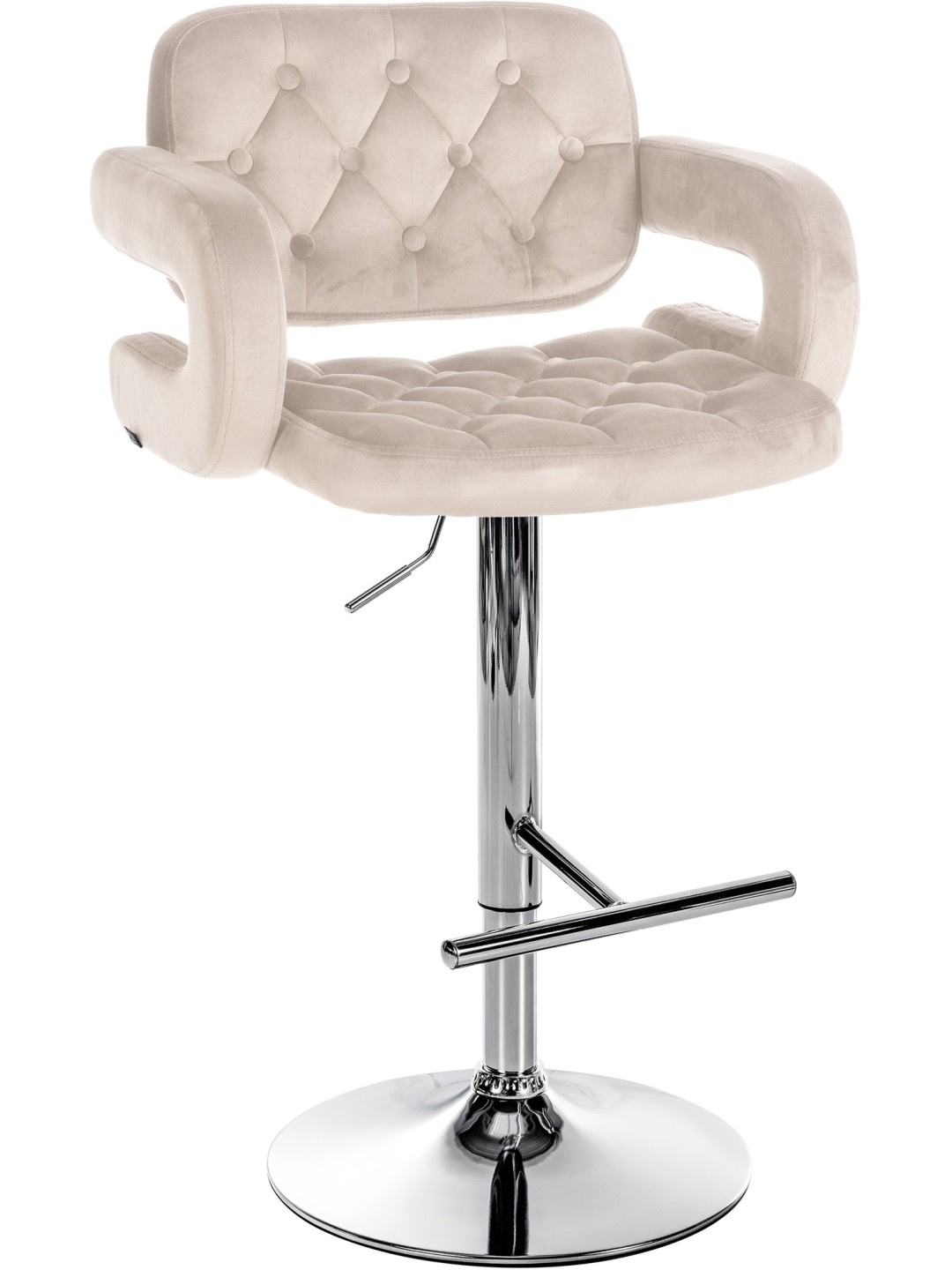 Tabouret de bar Dublin velours chrome, crème