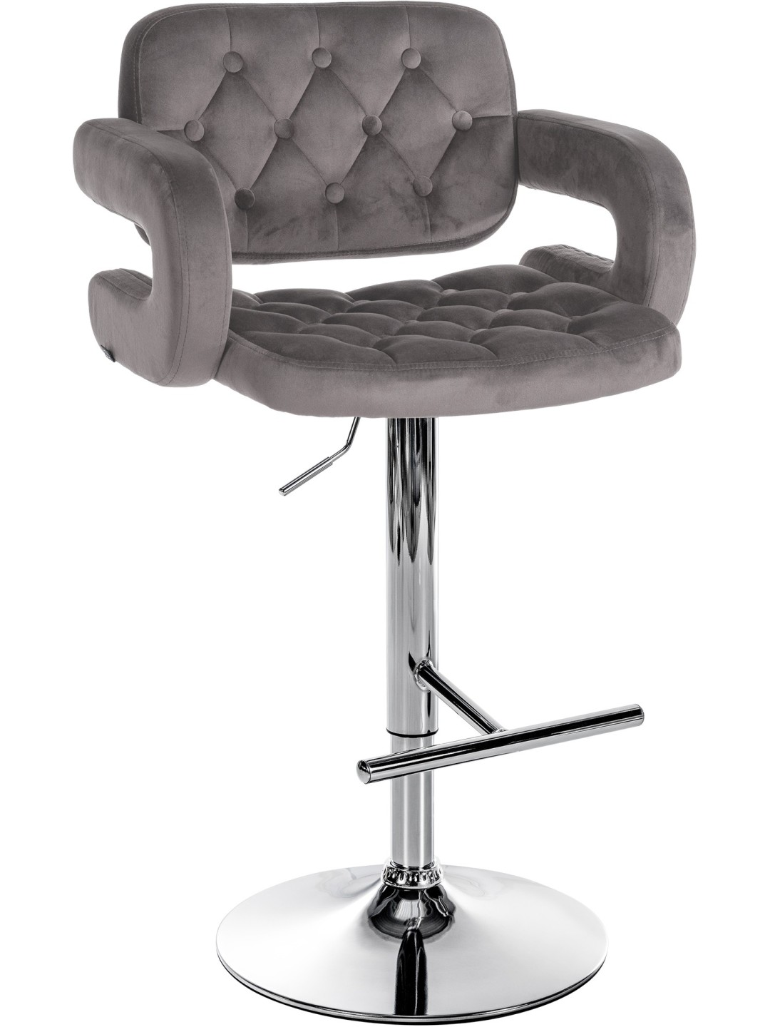 Tabouret de bar Dublin velours chrome, gris