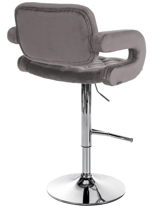 Tabouret de bar Dublin velours chrome, gris Tabouret de bar Dublin velours chrome, gris