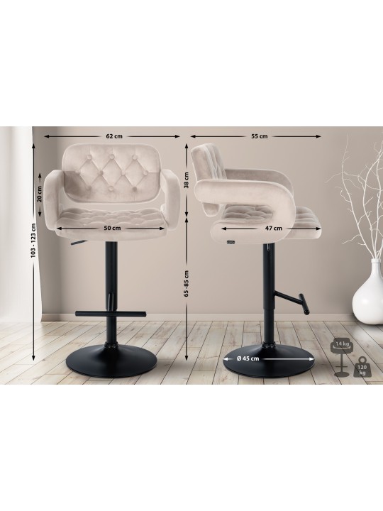 Tabouret de bar Dublin velours, crème Tabouret de bar Dublin velours, crème