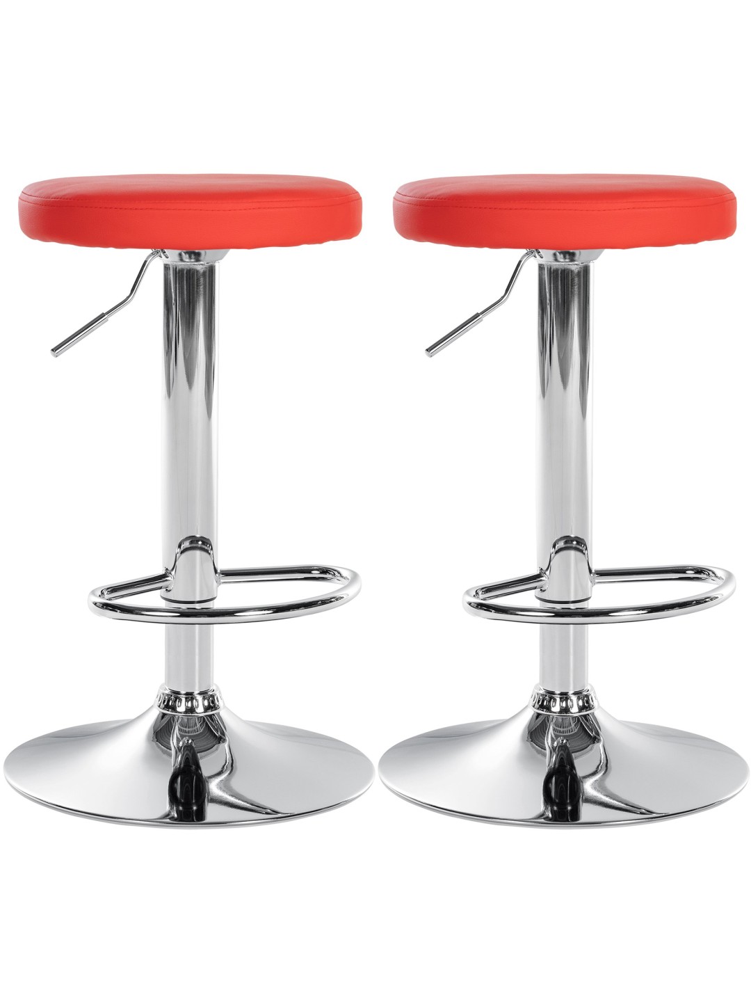 Lot de 2 tabourets de bar Ponte simili cuir chromé, rouge