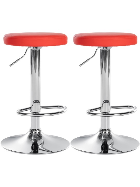 Lot de 2 tabourets de bar Ponte simili cuir chromé, rouge