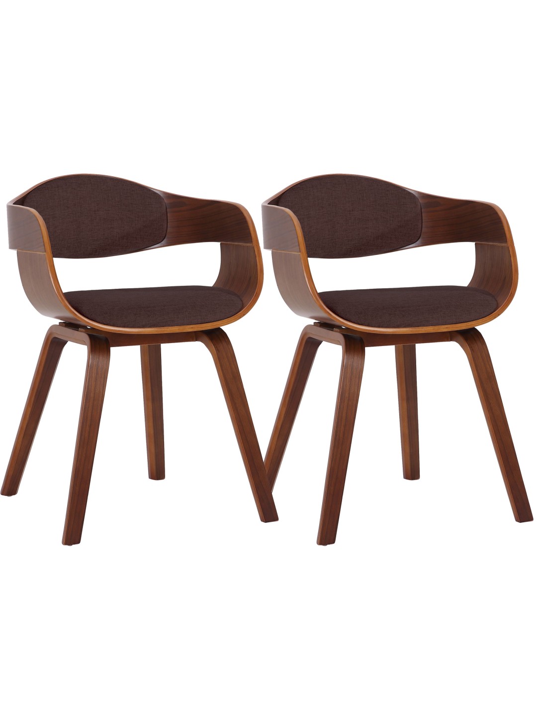 Lot de 2 chaises Kingston tissu, noyer/brun