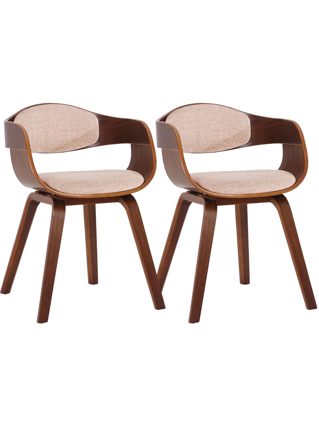 Lot de 2 chaises Kingston tissu, noyer/crème