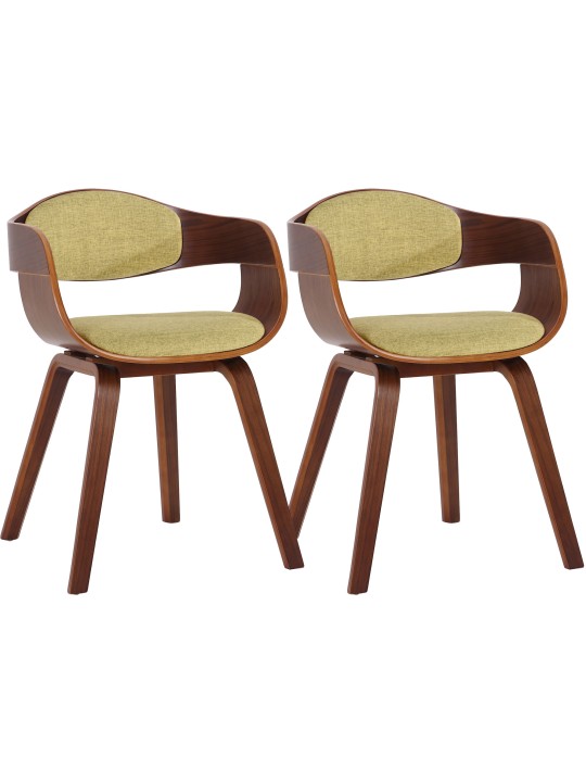 Lot de 2 chaises Kingston tissu, noyer/vert clair