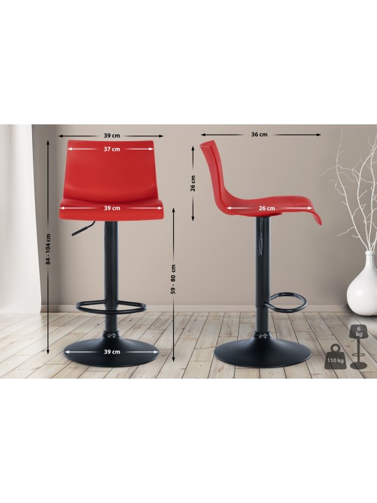 Lot de 2 tabourets de bar Branford plastique, rouge