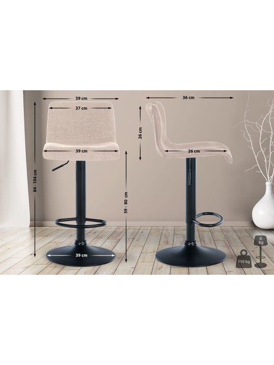 Lot de 2 tabourets de bar Branford tissu, crème Lot de 2 tabourets de bar Branford tissu, crème