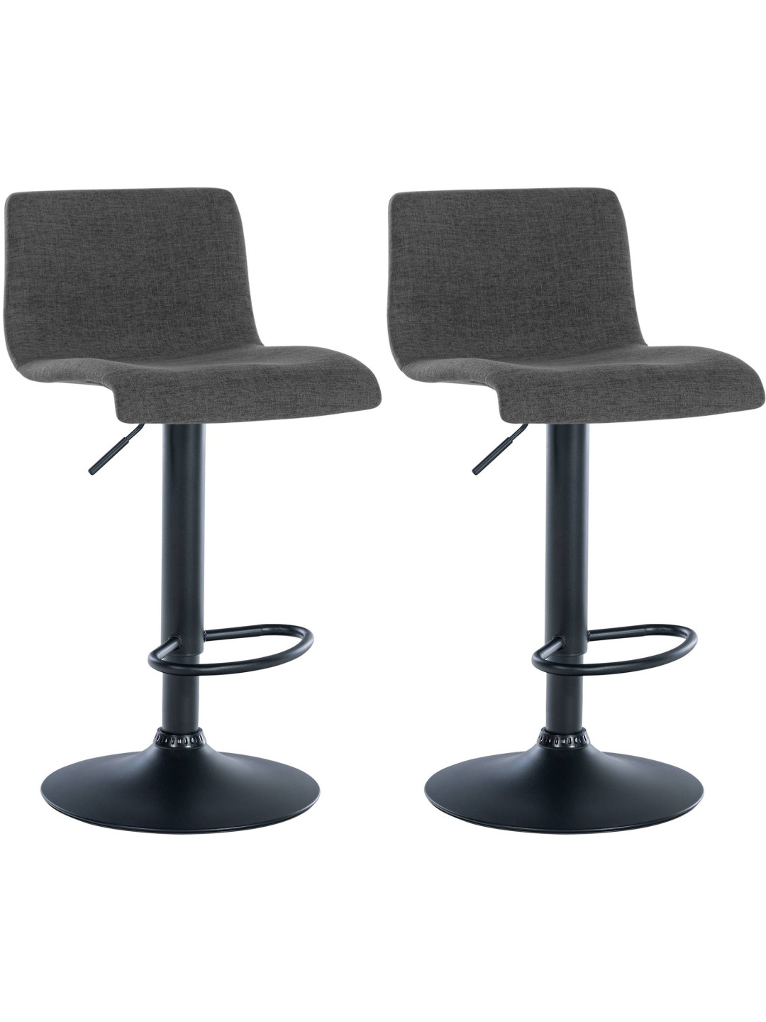 Lot de 2 tabourets de bar Branford tissu, gris foncé