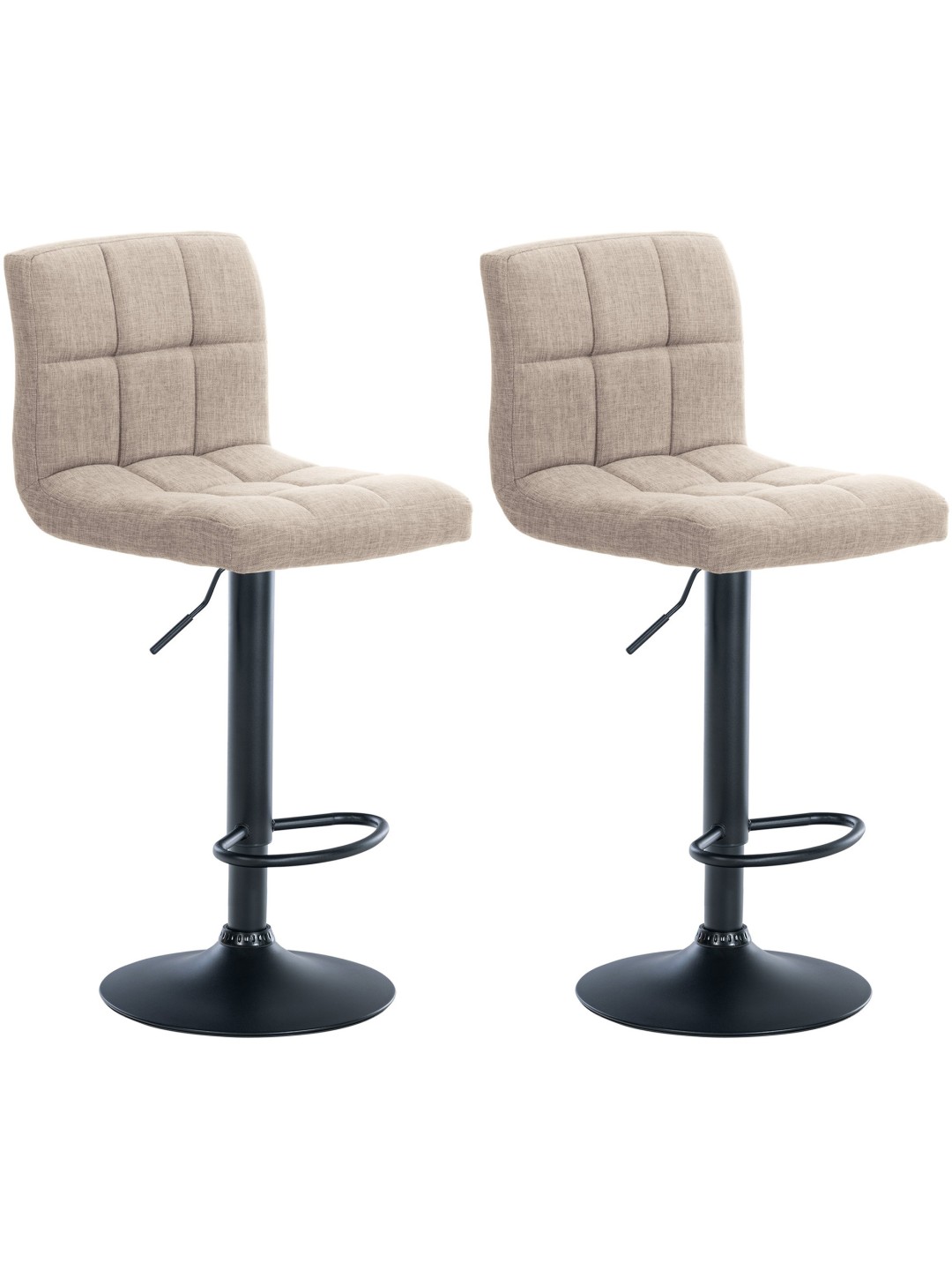 Lot de 2 tabourets de bar Calma tissu, crème