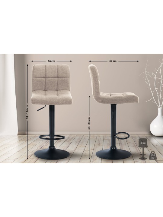 Lot de 2 tabourets de bar Calma tissu, crème Lot de 2 tabourets de bar Calma tissu, crème