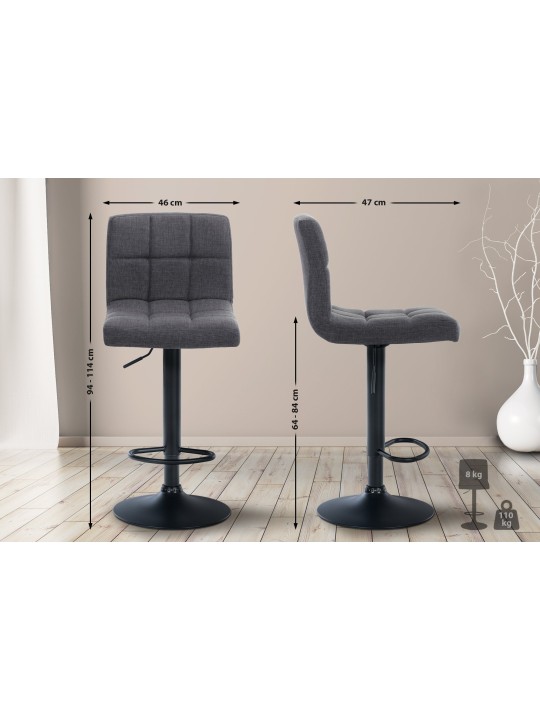Lot de 2 tabourets de bar Calma tissu, gris clair