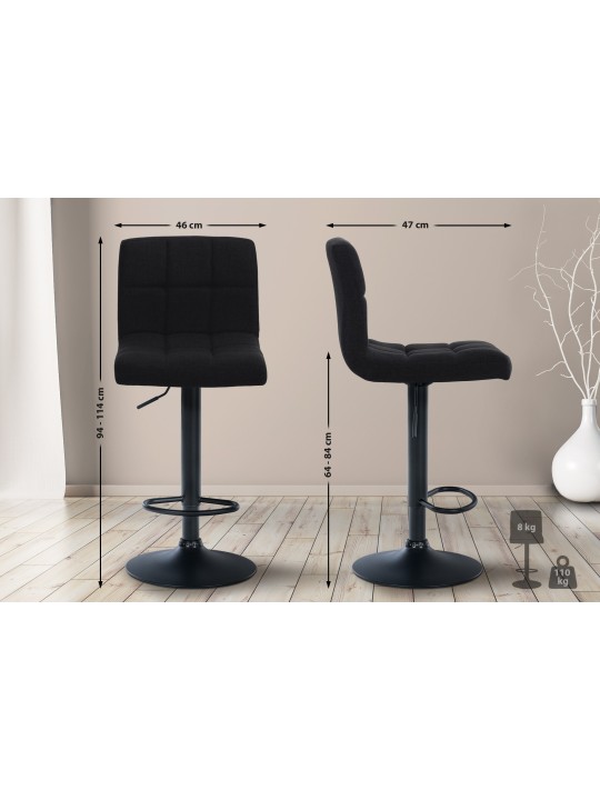 Lot de 2 tabourets de bar Calma tissu, noir Lot de 2 tabourets de bar Calma tissu, noir