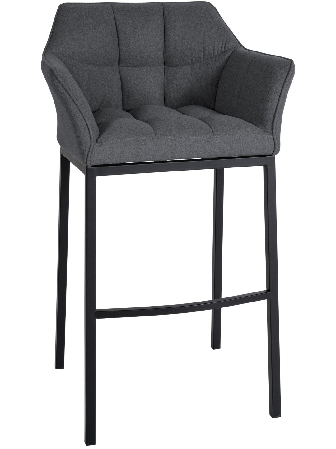 Tabouret de bar Damaso B feutre avec structure à 4 pieds, gris